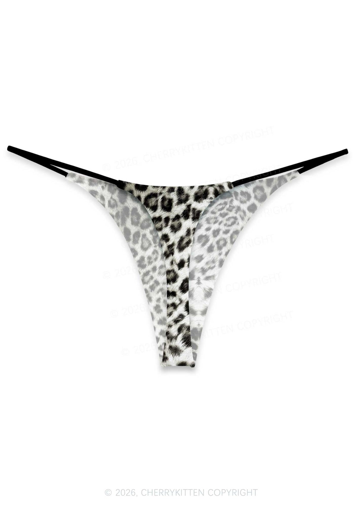 Snow Leopard Y2K Print Bikini String Thong Cherrykitten
