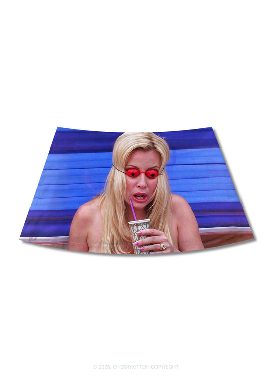 Red Eyeball Blonde Y2K Print Mini Skirt Cherrykitten