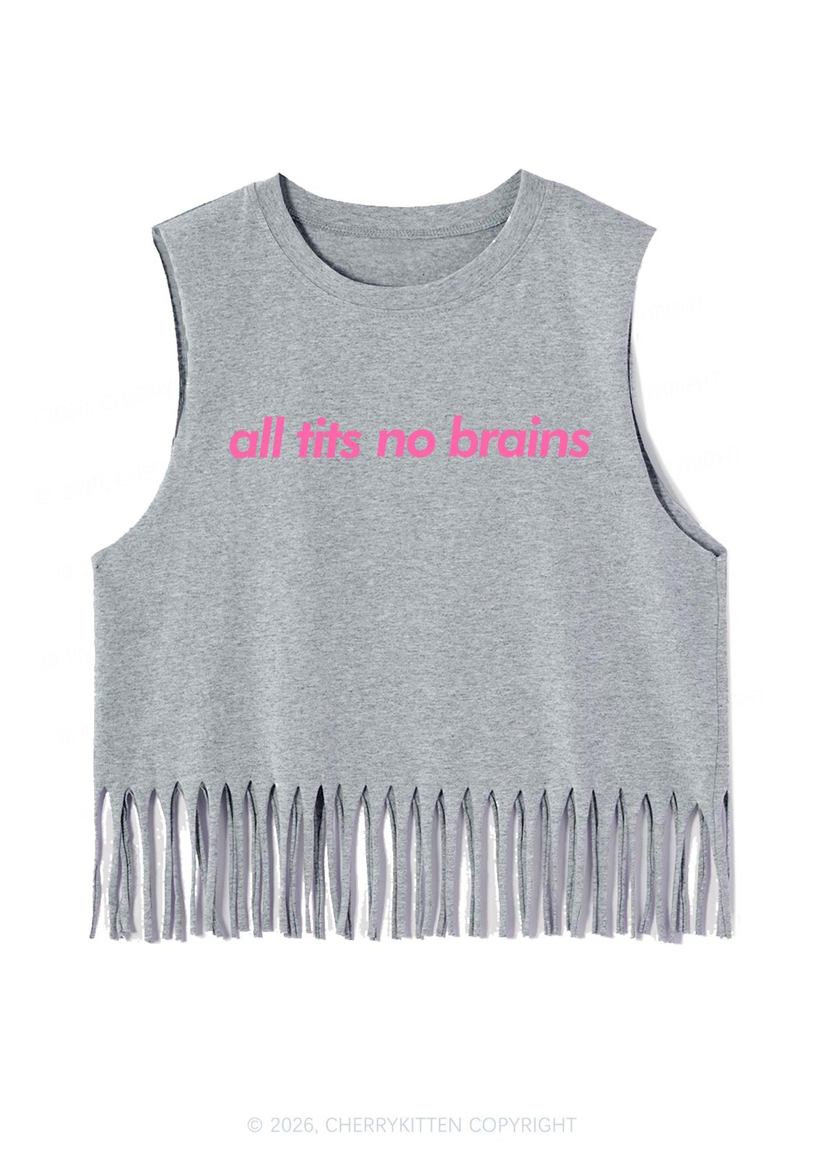 All Txts No Brains Y2K Fringe Tank Top Cherrykitten