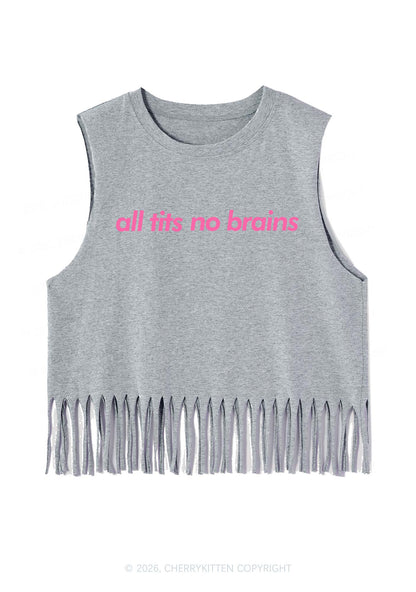 All Txts No Brains Y2K Fringe Tank Top Cherrykitten