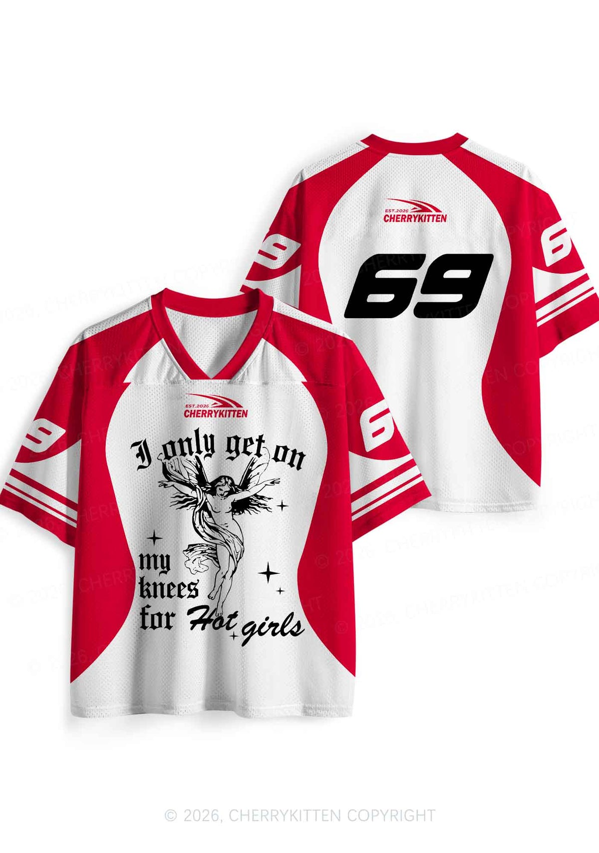 Get On My Knees For Hot Girls Pride Y2K Sport Jersey Shirts Cherrykitten