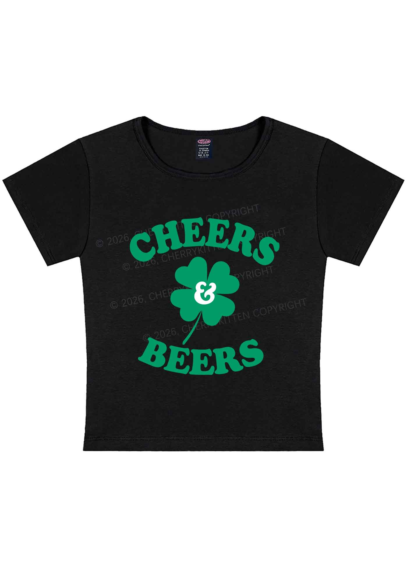 Cheers And Beers St Patricks Y2K Baby Tee Cherrykitten