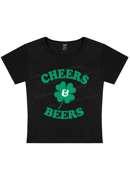 Cheers And Beers St Patricks Y2K Baby Tee Cherrykitten