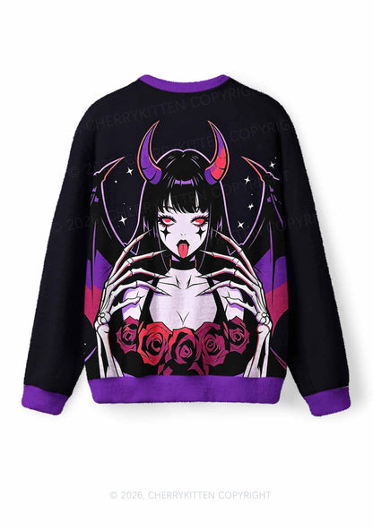 Halloween Im A Good Girl Y2K Christmas Knit Sweatshirt Cherrykitten