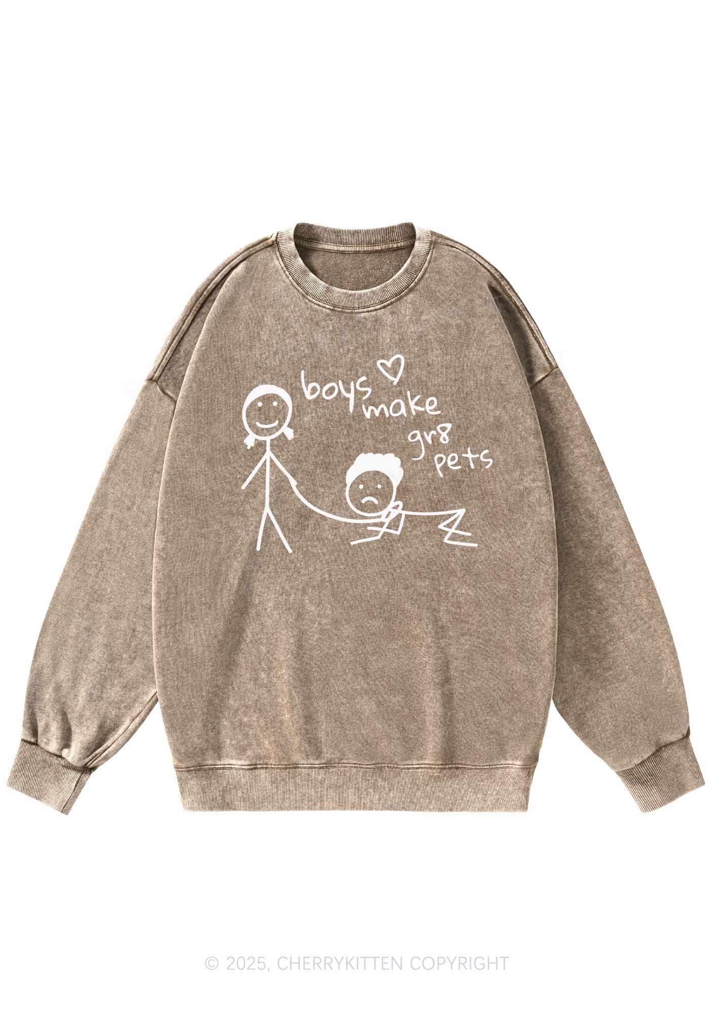 Boys Make Gr8 Pets Y2K Washed Sweatshirts Cherrykitten