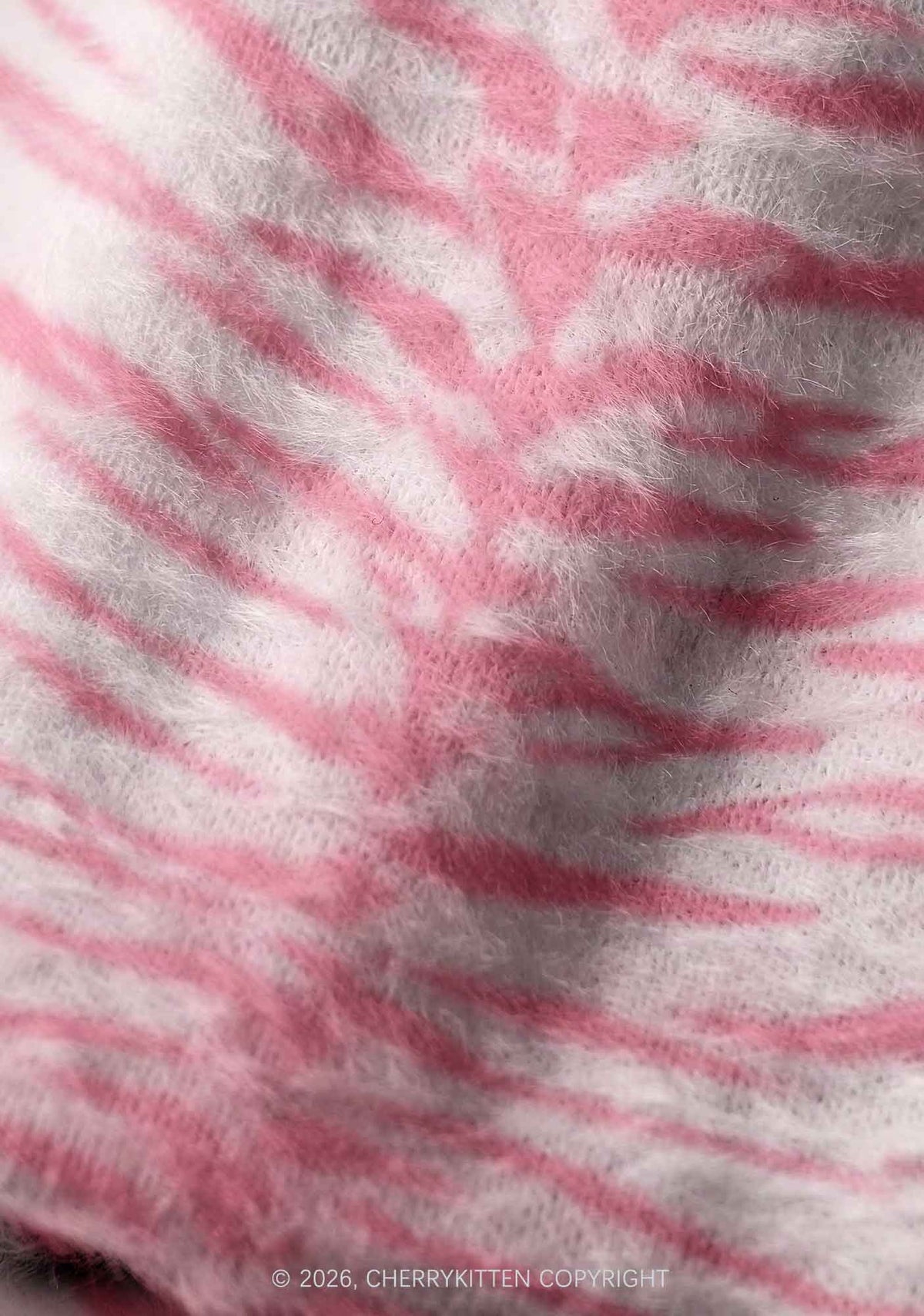 Pink Tiger Stripe Y2K Print Knit Beanie Cherrykitten
