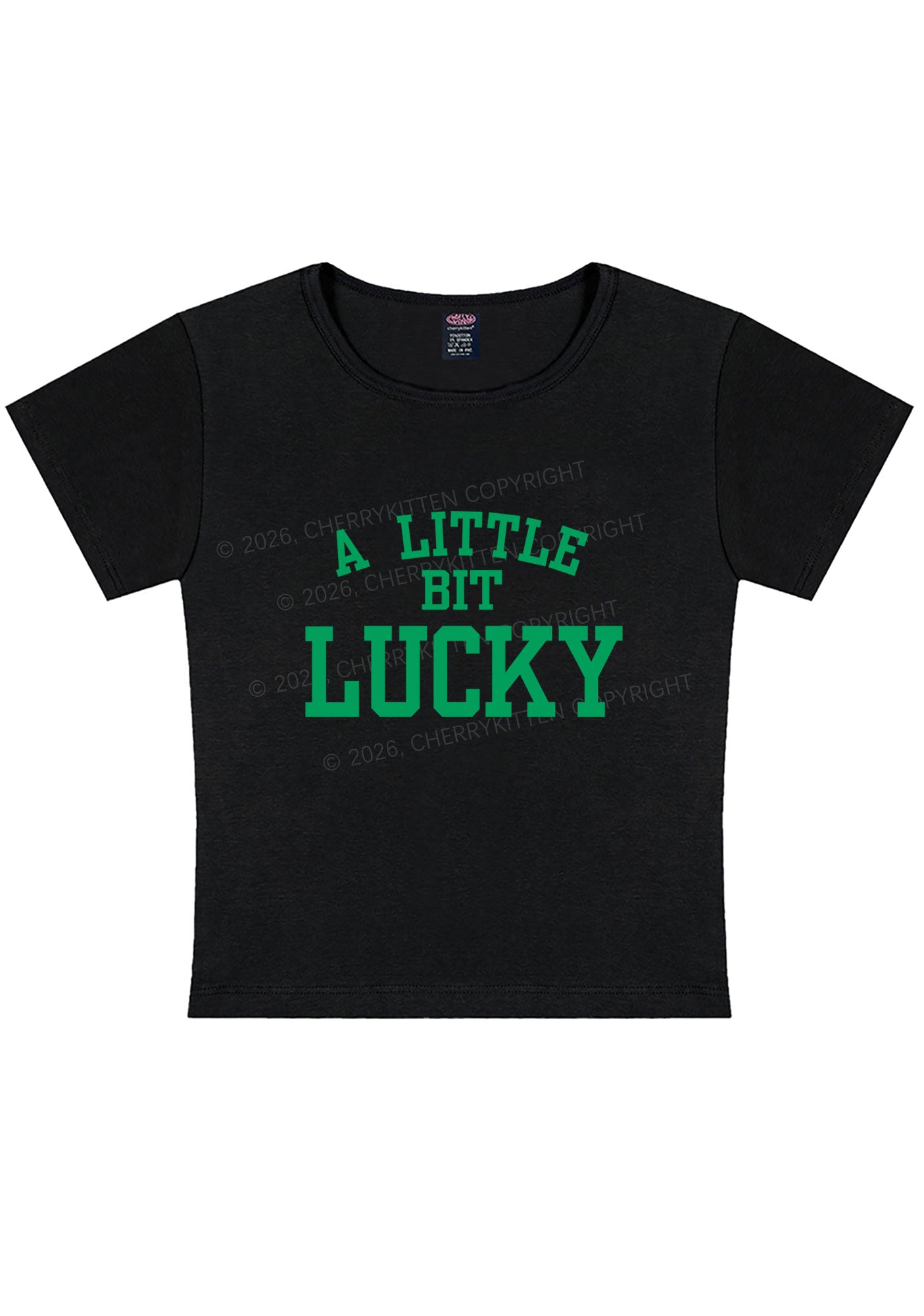 A Little Bit Lucky St Patricks Y2K Baby Tee Cherrykitten