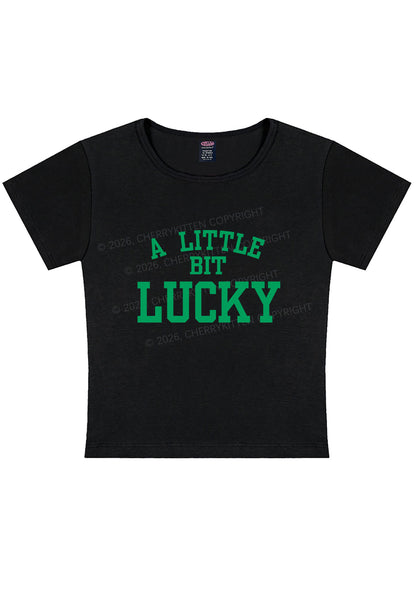 A Little Bit Lucky St Patricks Y2K Baby Tee Cherrykitten