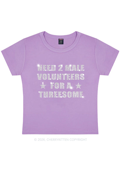 Rhinestone Need Two Male Volunteers Y2K Baby Tee Cherrykitten