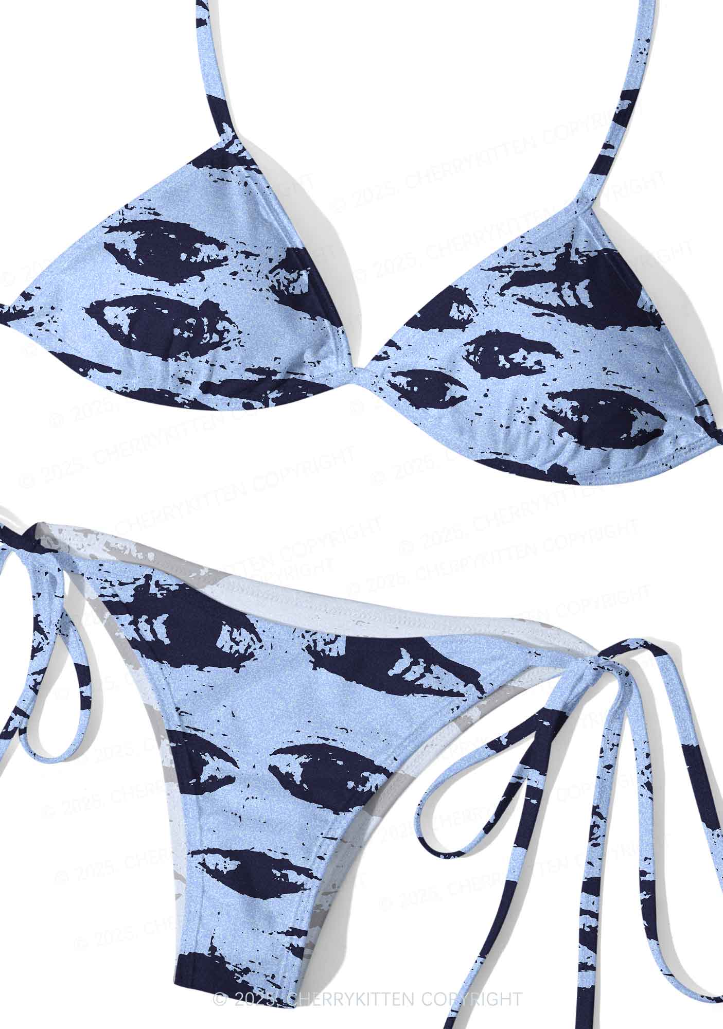 Eyes In The Blue Y2K Print Bikini Set Cherrykitten
