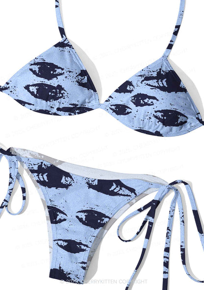 Eyes In The Blue Y2K Print Bikini Set Cherrykitten