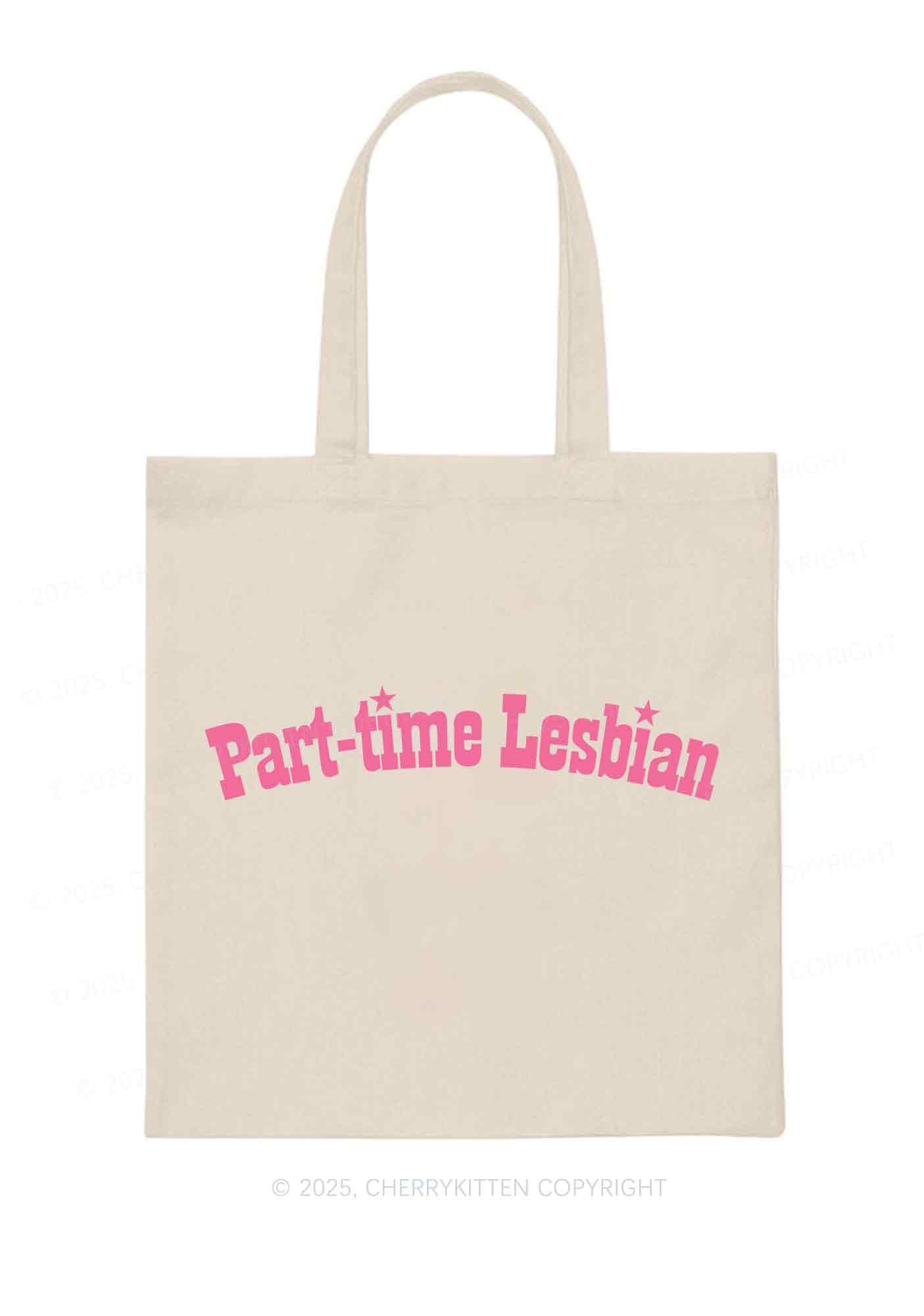 Part Time Lesbian Pride Y2K Canvas Tote Bag Cherrykitten