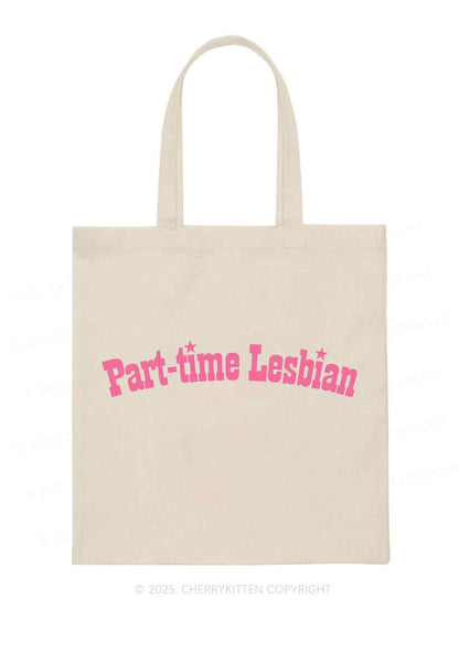 Part Time Lesbian Pride Y2K Canvas Tote Bag Cherrykitten