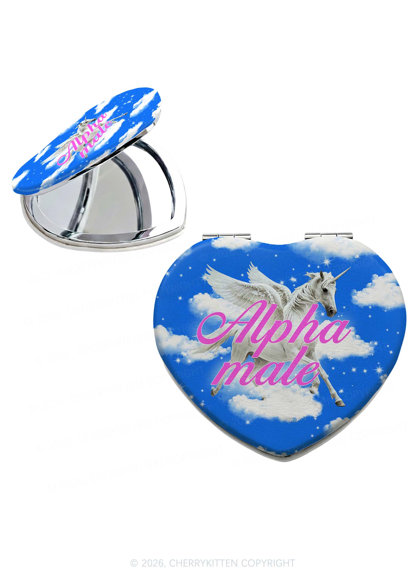 Blue Sky Alpha Male Unicorn Y2K Folding Makeup Mirror Cherrykitten