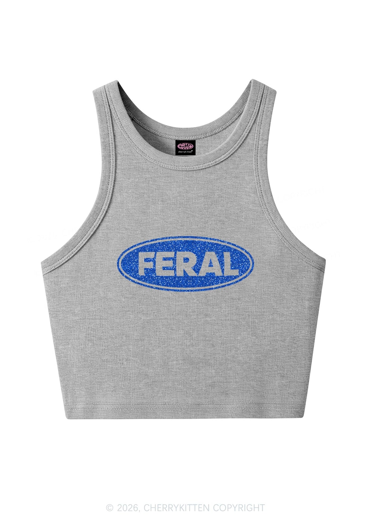 Glitter Feral Y2K Crop Tank Top Cherrykitten