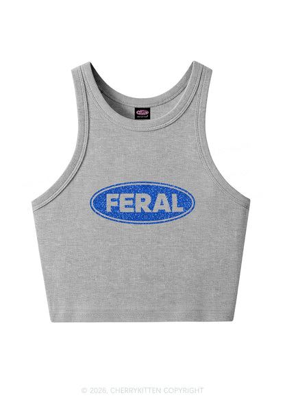Glitter Feral Y2K Crop Tank Top Cherrykitten