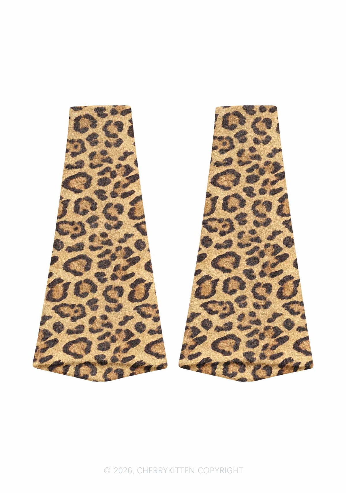 Khaki Leopard Y2K Print Fuzzy Flared Leg Warmers Cherrykitten