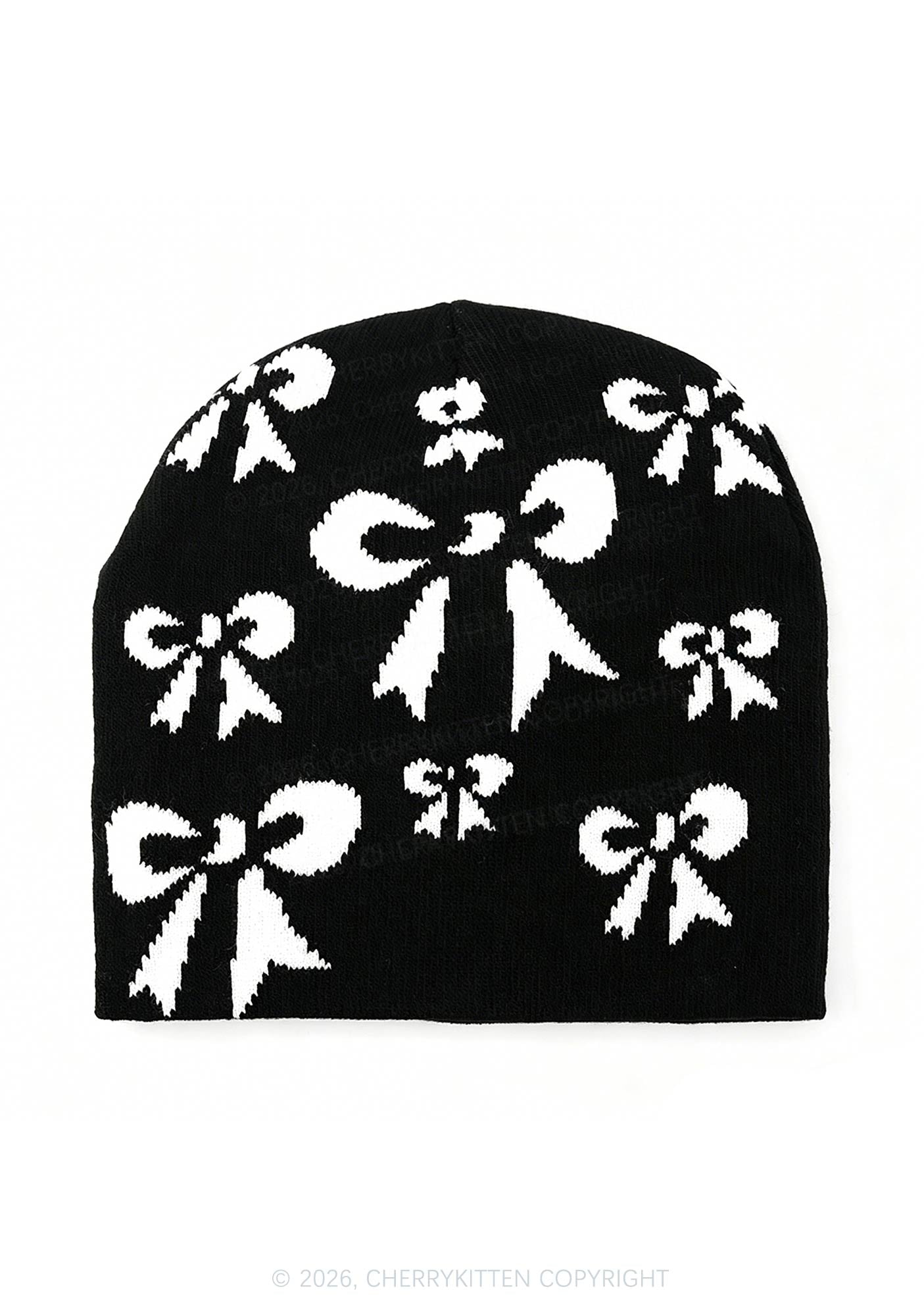 Retro Bow Y2K Knitted Hat Cherrykitten