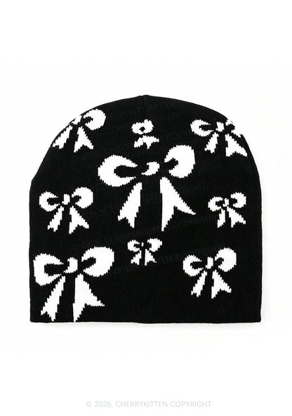 Retro Bow Y2K Knitted Hat Cherrykitten