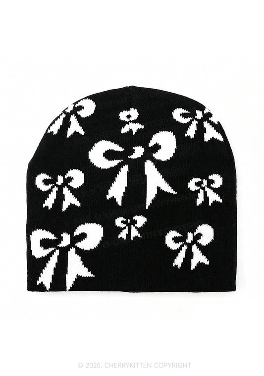 Retro Bow Y2K Knitted Hat Cherrykitten