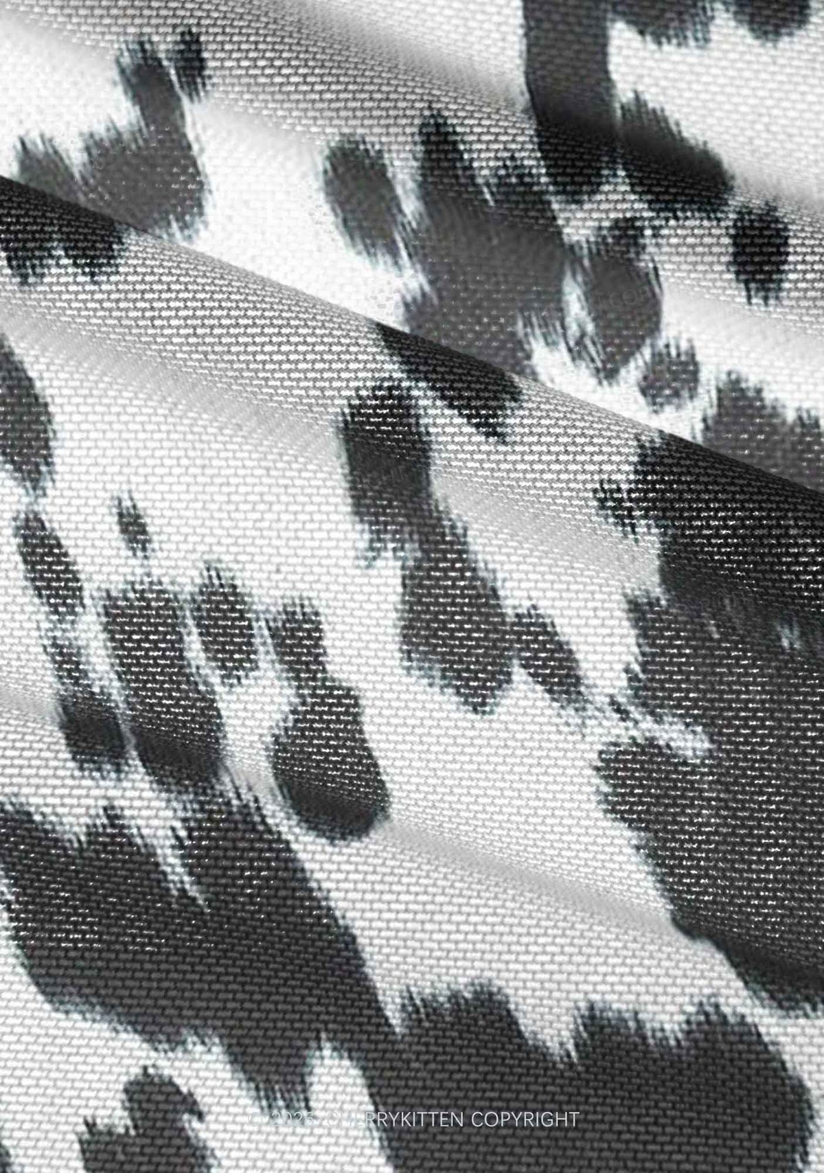 Black And White Cow Dots Y2K Mesh Ruched Waist V Neck Top Cherrykitten