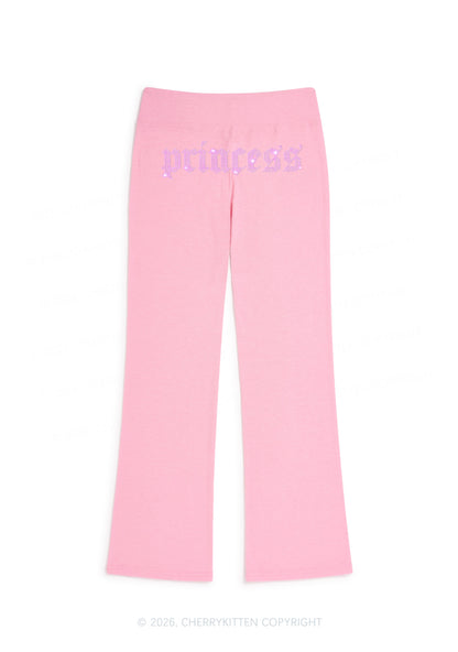 Rhinestone Princess Y2K Low Rise Drawstring Flare Pants Cherrykitten