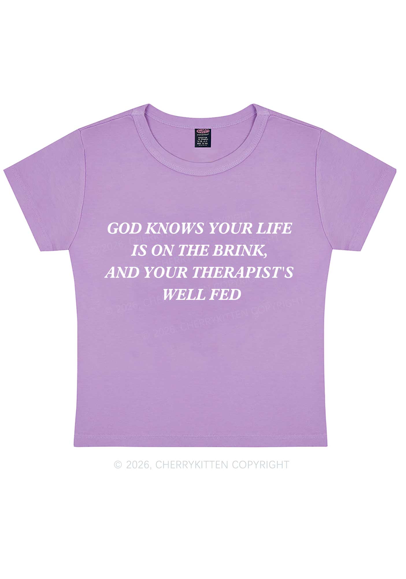 God Knows Your Life Is On The Brink Y2K Baby Tee Cherrykitten
