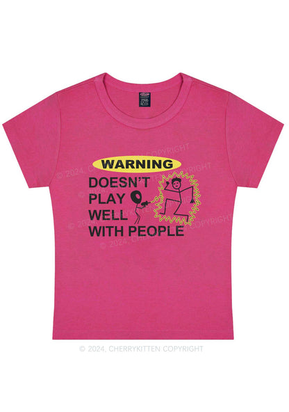 Curvy Play Warning Y2K Baby Tee Cherrykitten