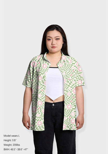 Checkerboard Pink Daisy Print Shirts