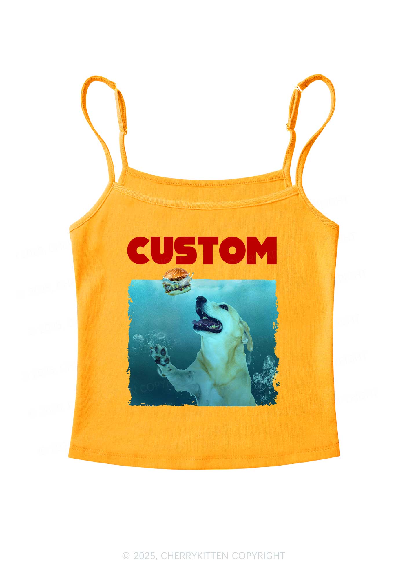 Custom Jowls Dog Y2K Spaghetti Strap Cami Cherrykitten