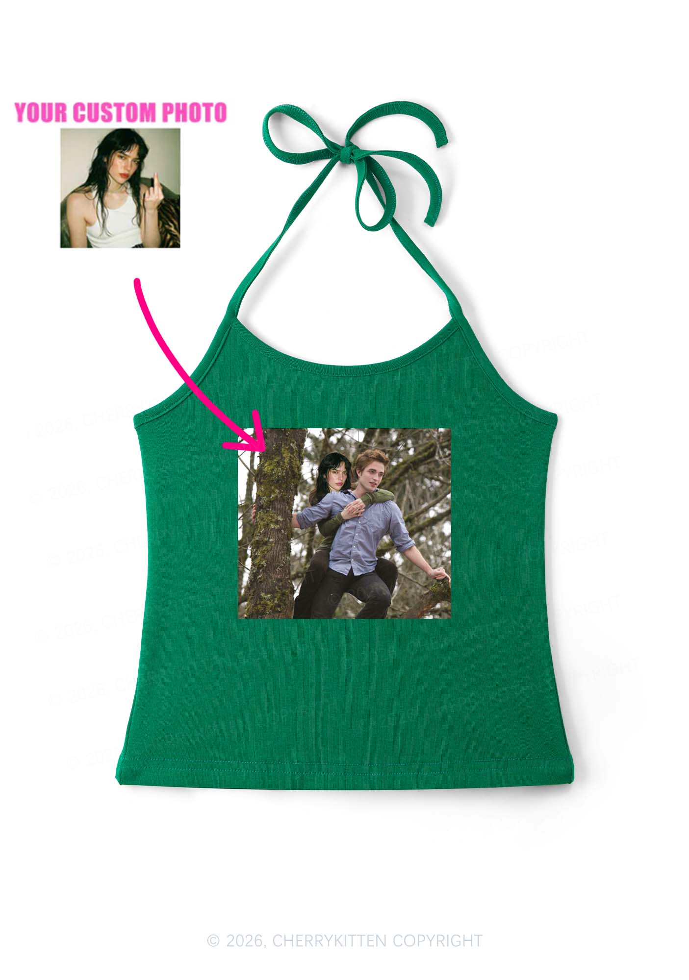 Custom Face Y2K Halter Neck Cami Cherrykitten