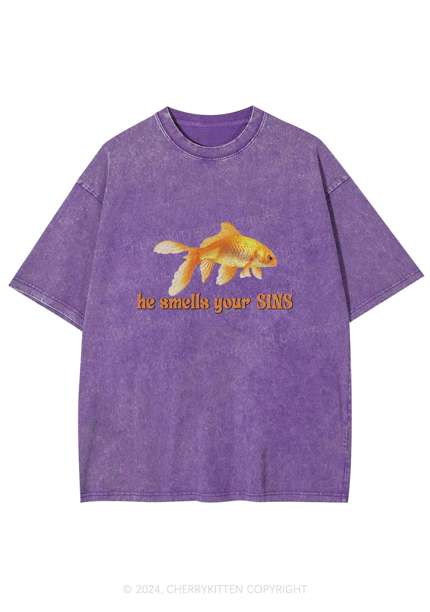 He Smells Your Sins Y2K Washed Tee Cherrykitten