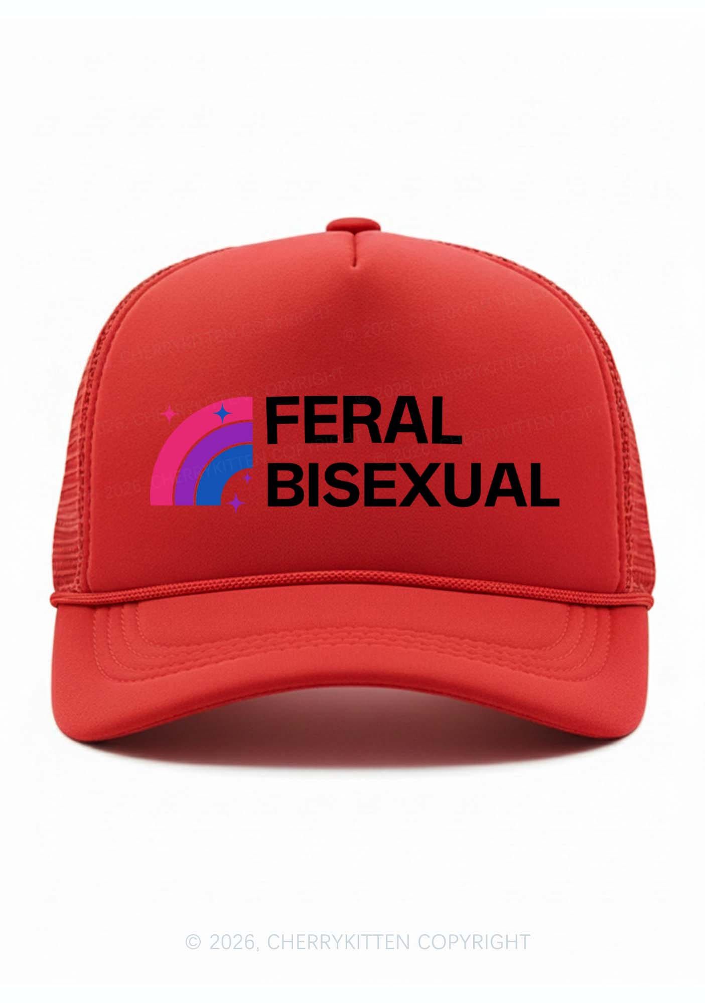 Feral Bisexual Pride Y2K Trucker Hat Cherrykitten