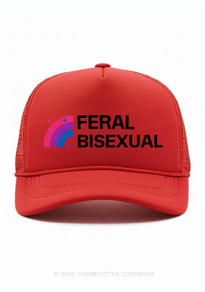 Feral Bisexual Pride Y2K Trucker Hat Cherrykitten