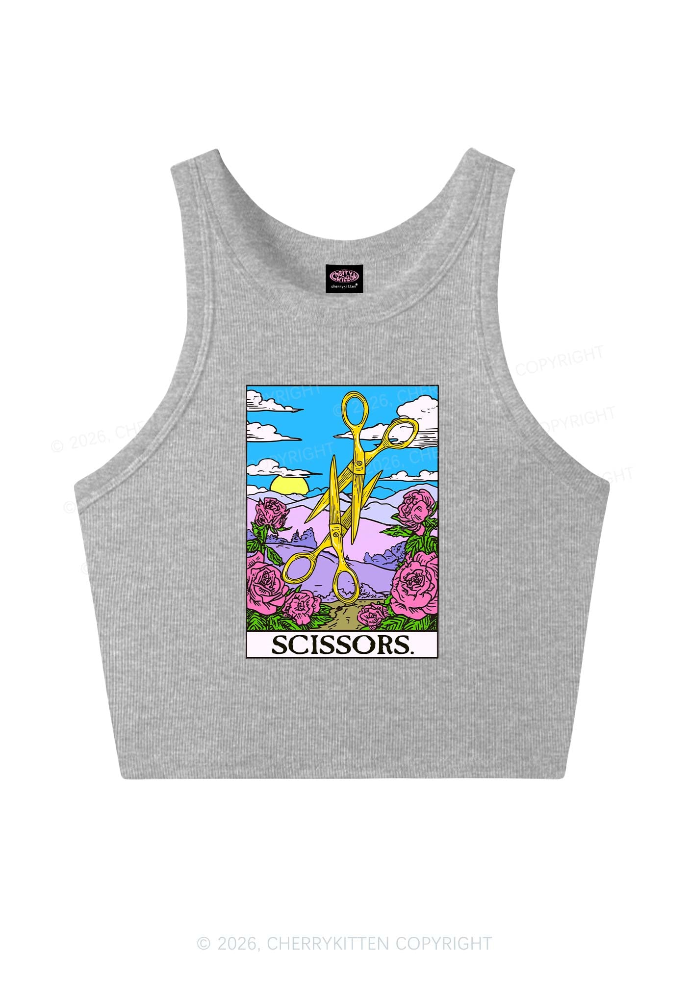 Yellow Scissors Pride Y2K Crop Tank Top Cherrykitten