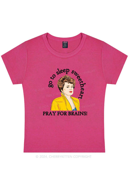 Pray For Brains Y2K Baby Tee Cherrykitten