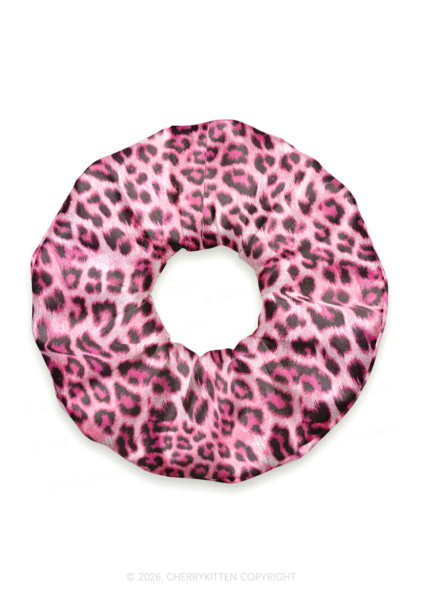 Pink Leopard Y2K Hair Scrunchie Cherrykitten