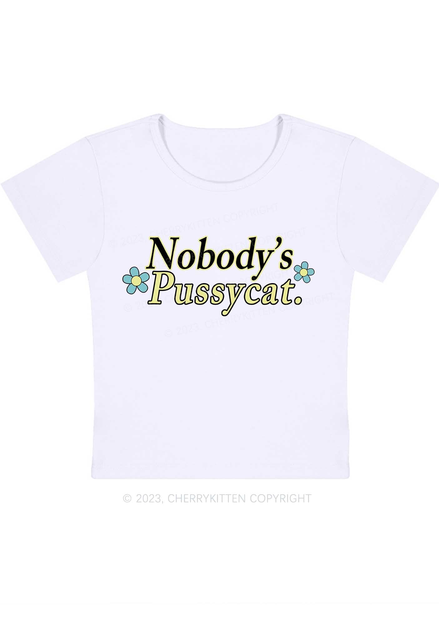 Curvy Nobody's Pussycat Flowers Baby Tee Cherrykitten