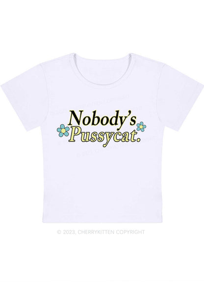 Curvy Nobody's Pussycat Flowers Baby Tee Cherrykitten