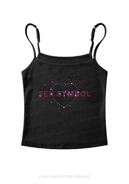 Rhinestone Sx Symbol Y2K Spaghetti Strap Cami Cherrykitten