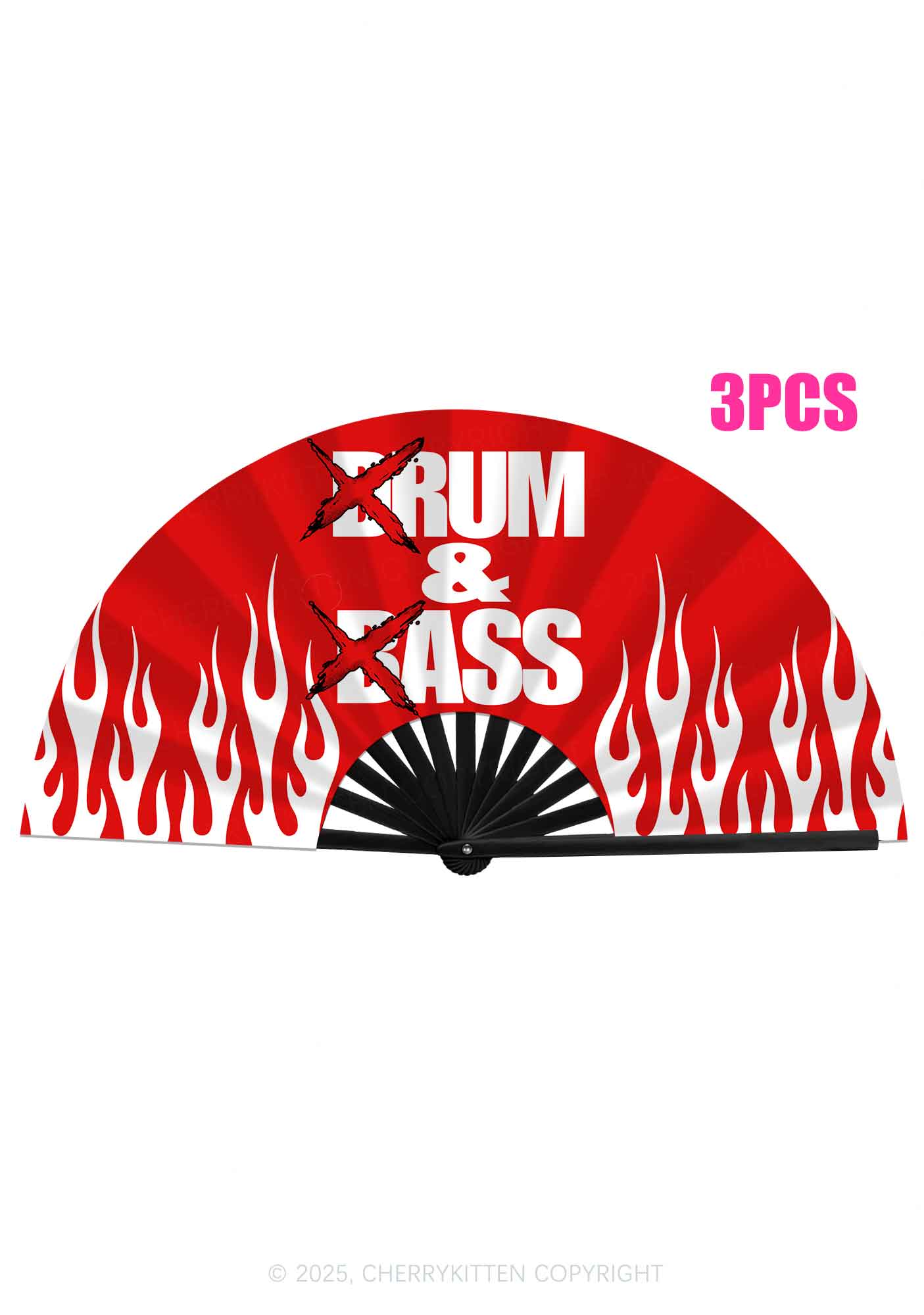 DnB Flame Y2K Rave Hand Fan Cherrykitten