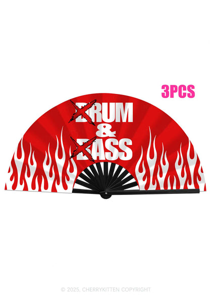 DnB Flame Y2K Rave Hand Fan Cherrykitten