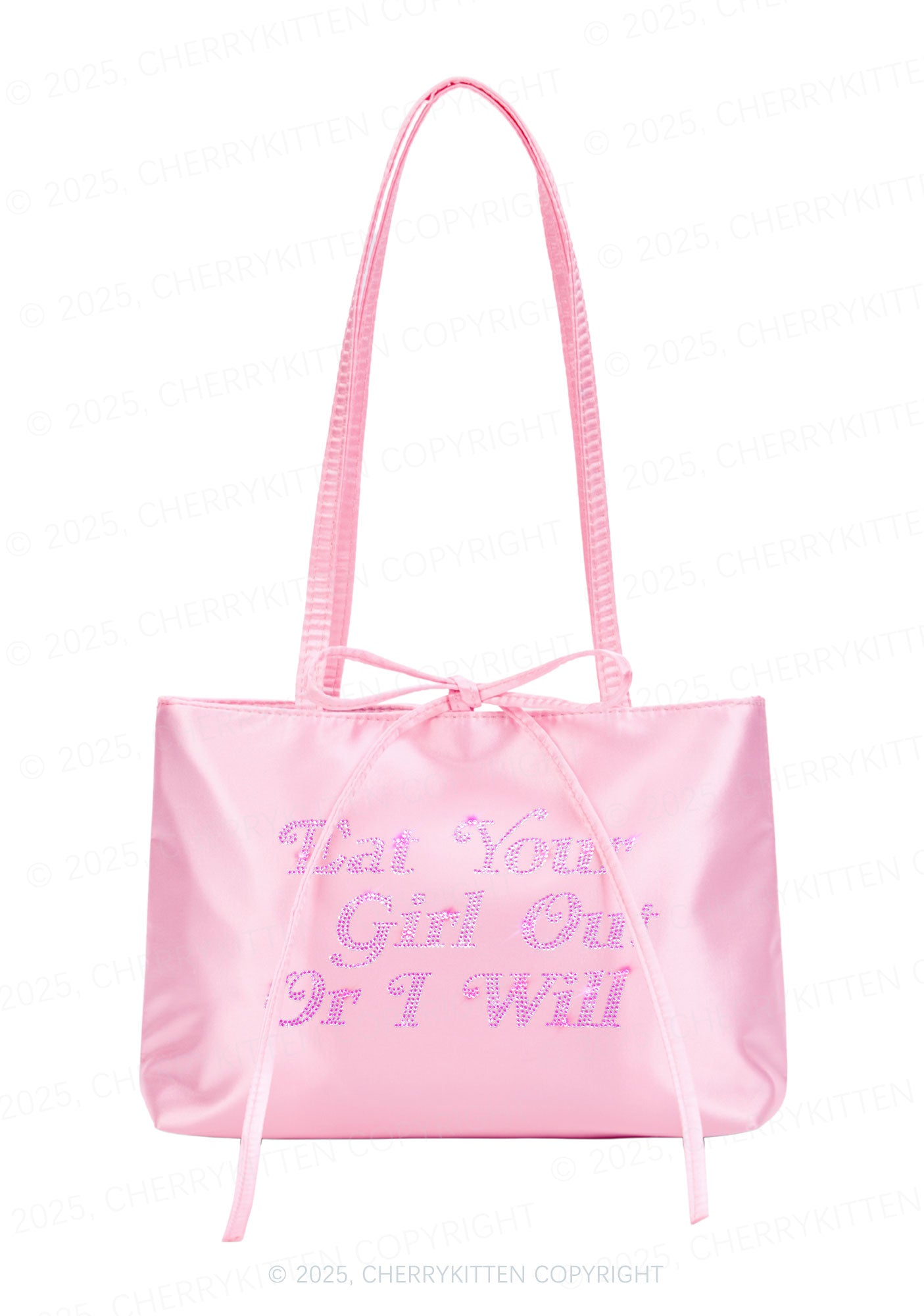 Rhinestone Eat Your Girl Out Y2K Satin Bags Cherrykitten