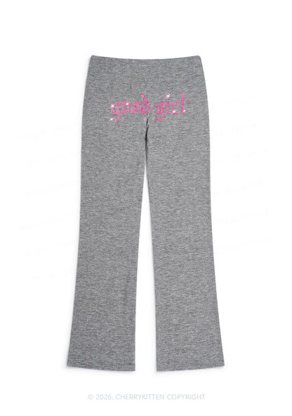 Rhinestone Good Girl Y2K Low Rise Drawstring Flare Pants Cherrykitten