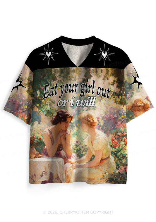 Eat Your Girl Out Or I Will Pride Y2K Sport Jersey Shirts Cherrykitten
