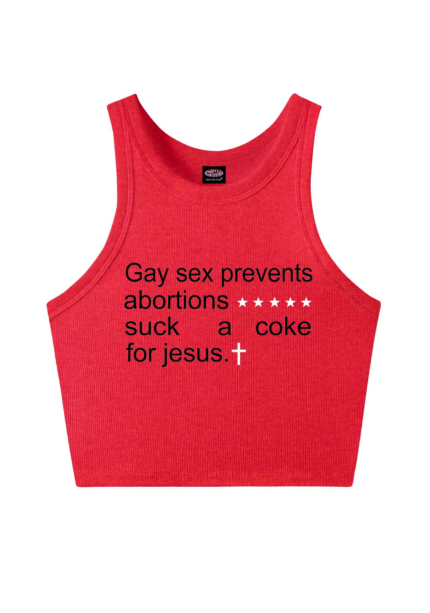 Suck A Coke For Jesus Pride Y2K Crop Tank Top Cherrykitten