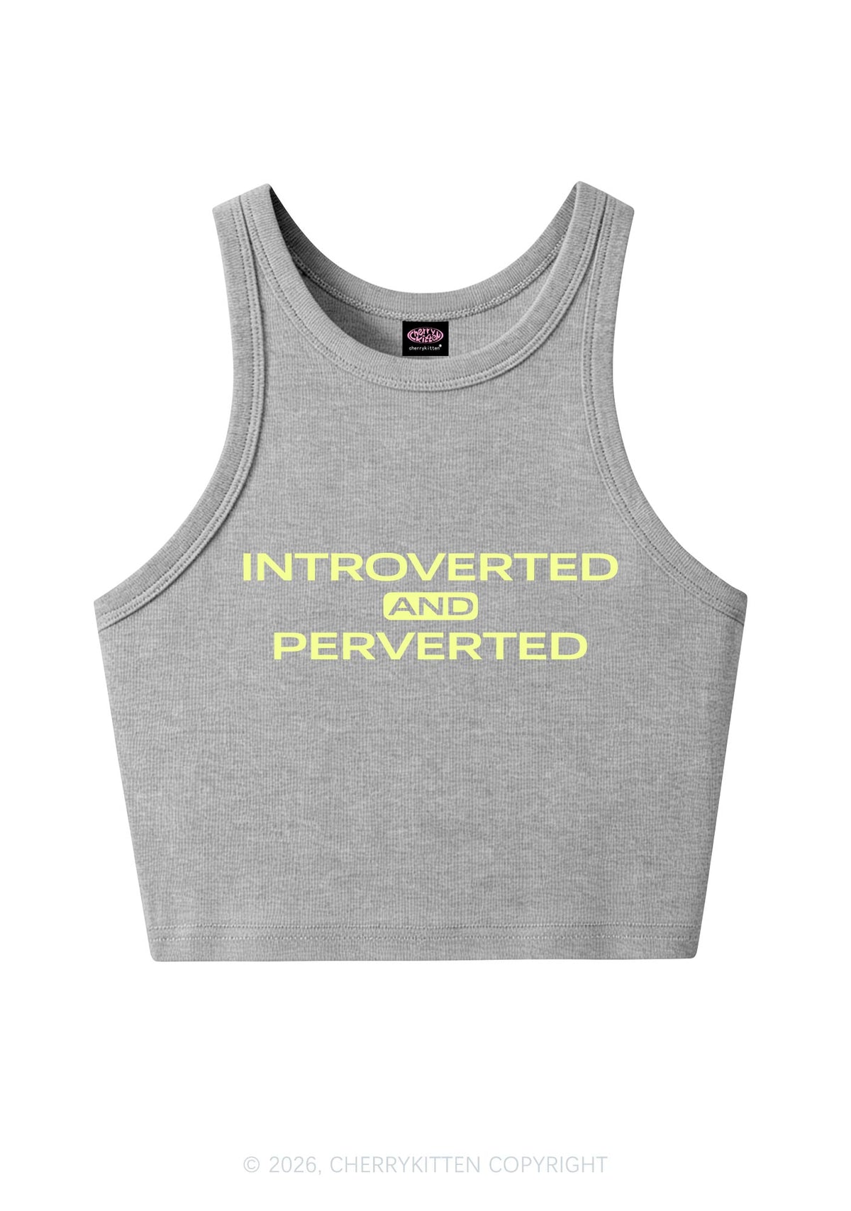 Introverted And Perverted Y2K Crop Tank Top Cherrykitten