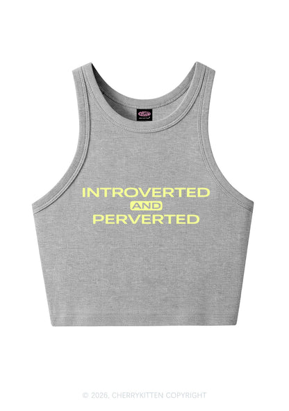 Introverted And Perverted Y2K Crop Tank Top Cherrykitten