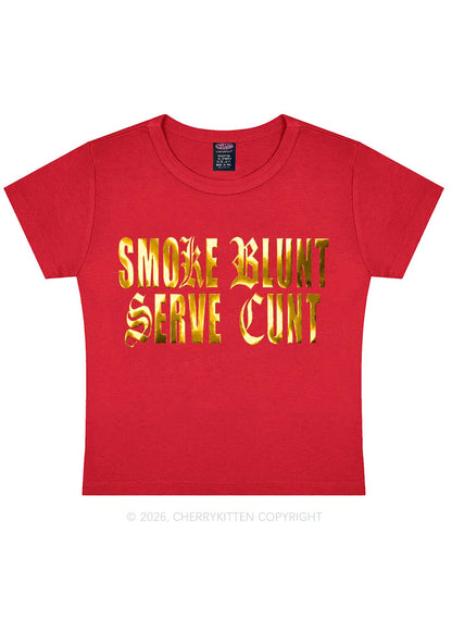 Smoke Blunt Silver Foil Printed Y2K Baby Tee Cherrykitten