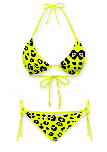 Neon Leopard Y2K Print Bikini Set Cherrykitten